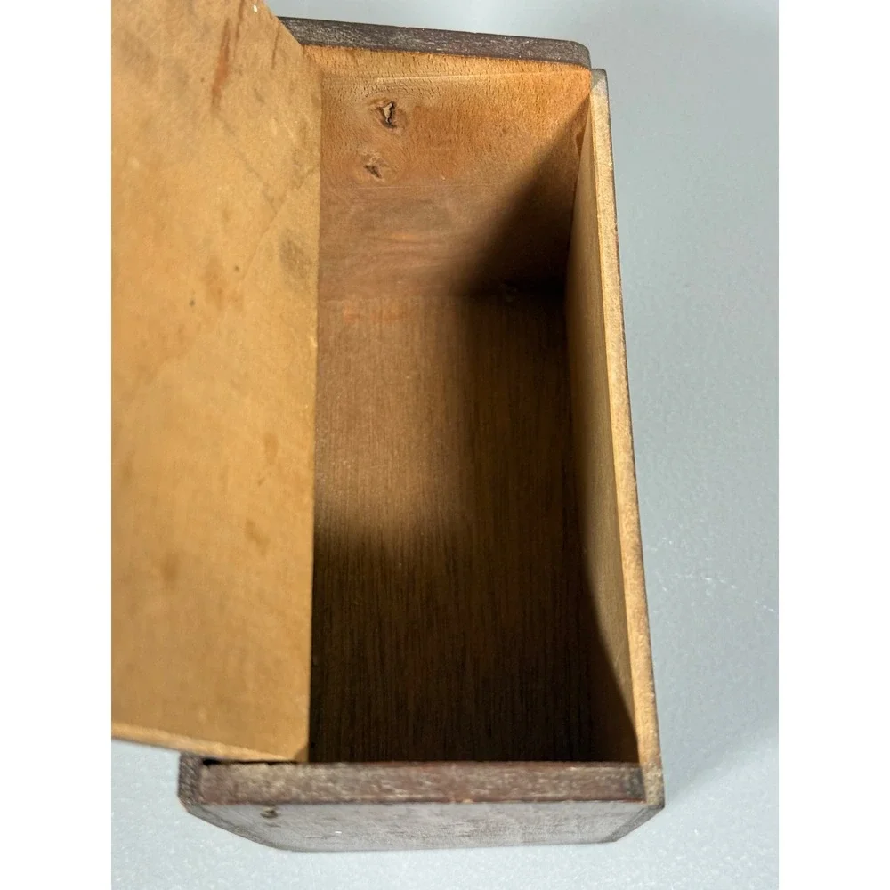 Vintage Wood Recipe Box Rooster Metal Emblem Farmhouse Primitive Kitchen Decor